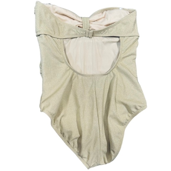 St. John’s Swim Goddess Bandeau Strapless one-piece swimsuit gold shimmer Sze 10 - Picture 5 of 11